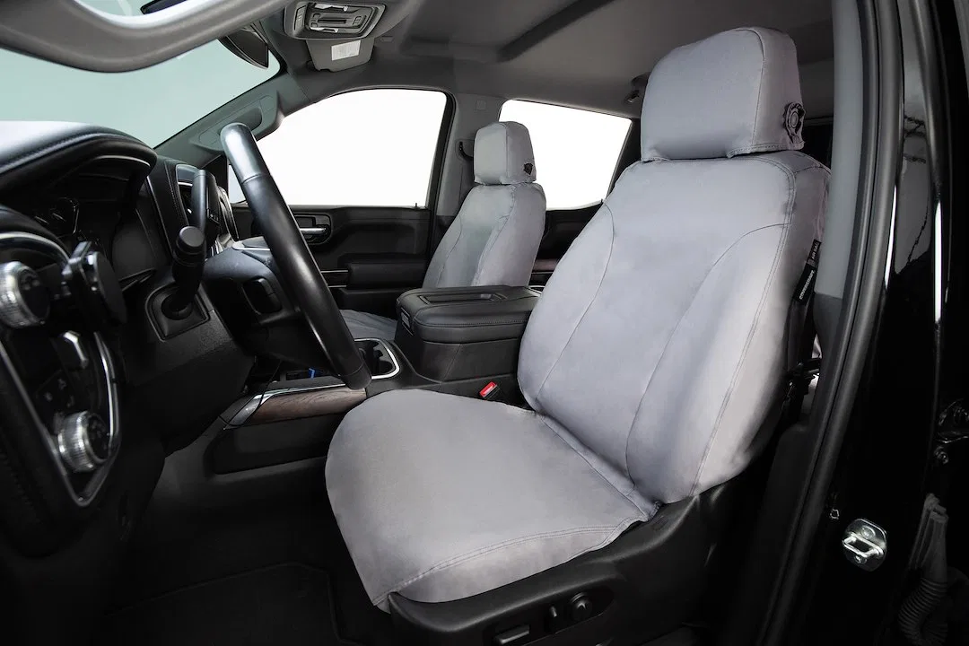SS8537PCGY – COVERCRAFT Seat Cover, Seat Style GE - 40/60 Split Bench With 2 Adjustable Headrest Polycotton Gray For ...